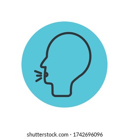 Voice recognition concept, Head with expression of talk over white background, block line style, vector illustration