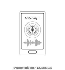 Voice recognition concept in line art style. Artificial intelligence