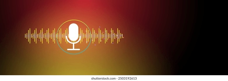 Voice recognition concepts. Sound wave with imitation of voice, and microphone icon colorful