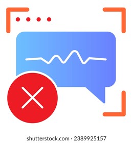 Reconocimiento de voz denegado icono plano. Identificación del sonido iconos de color erróneos en estilo plano moderno. Diseño de estilo de degradado de autenticación de voz con error, diseñado para web y aplicación. Eps 10