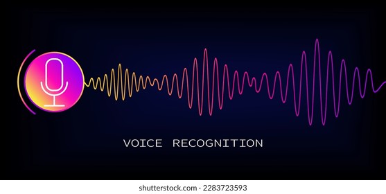 Voice recognition digital audio concept. Speech and sound technologies, speaking analytics and recording. Music wave decent vector concept