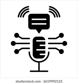 Voice Recognition Glyph Icon. Simple Vector Illustration on White Background