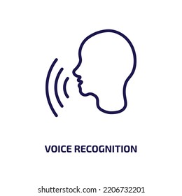 voice recognition icon from artificial intellegence and future technology collection. Thin linear voice recognition, voice, recognition outline icon isolated on white background. Line vector voice 