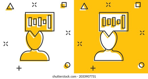 Voice recognition icon in comic style. Authentication sound vector cartoon illustration on white isolated background. Soundwave business concept splash effect.