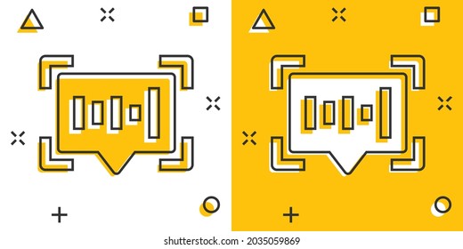 Voice recognition icon in comic style. Authentication sound vector cartoon illustration on white isolated background. Soundwave business concept splash effect.