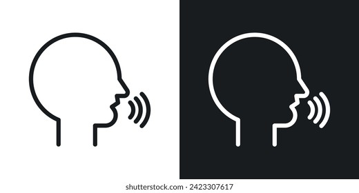 Voice recognition icon designed in a line style on white background.