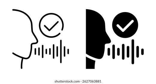 Voice recognition icon. Linear and silhouette style.