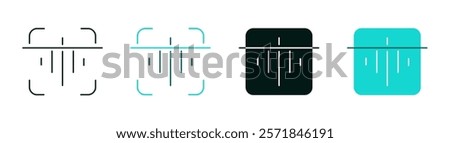 Voice Recognition icon set. Sound wave line or solid logo. AI symbol for web, app. Artificial intelligence, technology, virtual assistant, speech identification, audio concept. Editable vector stroke.
