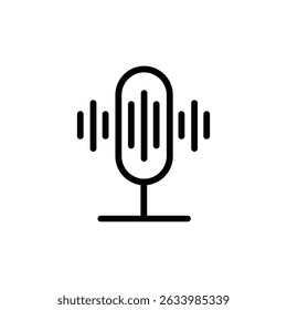 Voice Recognition Icon with Smooth, Repeating Sound Waves Emanating from Microphone in Clean Style
