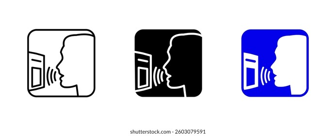 Voice recognition icon. Speech authentication vector illustration. Biometric access control and smart command system symbol. Secure voice input and identification sign for verification technology.