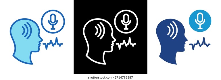 Voice Recognition Icon triplestyle Vector Illustration