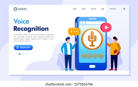Voice recognition landing page website illustration vector flat design 