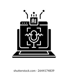 voice recognition language training  black icon for digital and print projects.  Minimal clean icons for apps and websites. Modern simple icons for UI UX and branding