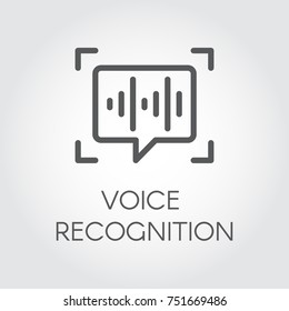 Voice recognition line icon. Intelligent audio identification technology, sound verification. Chat panel and soundwave linear sign. Simple logo for websites, mobile apps and other design needs. Vector