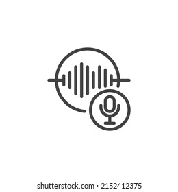 Icono de línea de reconocimiento de voz. signo de estilo lineal para concepto móvil y diseño web. Icono vectorial del contorno de la onda de grabación de sonido. Símbolo, ilustración del logotipo. Gráficos vectoriales