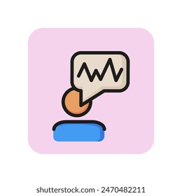 Voice recognition line icon. Man, speech bubble, tone, soundwave. Identification concept. Can be used for topics like identity, modern technology, authentication.