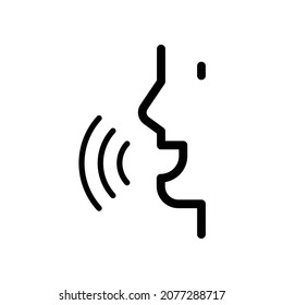 Voice recognition line icon. Simple outline style. Voice control, speak, talk, face, head, answer, logo, man, control, listen, communication, tech concept. Vector illustration isolated. EPS 11