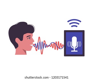 Voice recognition. Management of the voice intellectual assistant. Concept diagram.