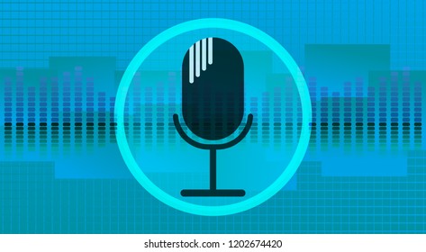 Voice recognition. Microphone. Artificial intelligence. Vector illustration.