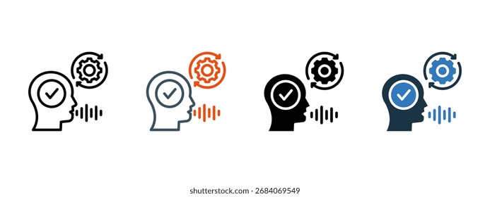 Ilustración vectorial de estilo de icono múltiple de reconocimiento de voz