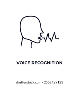 voice recognition outline icon. Linear vector from ai and tech concept. Thin line voice recognition icon isolated on white background