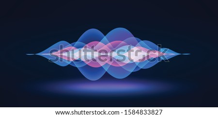 Voice recognition. Personal assistant. Smart music sound waves or voice recognition technology. Soundwave intelligent technologies. Vector illustration. Volume curve energy waveform. Neon Ai concept.