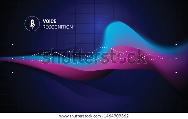 Voice recognition. Personal\
assistant. Smart music sound waves or voice recognition technology.\
Concept with microphone ai icon. Home smart system vector\
background.