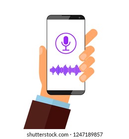 Voice recognition. Smart speech assistant. A sound symbol of intelligent technology. Vector stock illustration isolated on white background