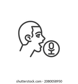 Voice recognition system line icon. linear style sign for mobile concept and web design. Smart assistant voice outline vector icon. Symbol, logo illustration. Vector graphics