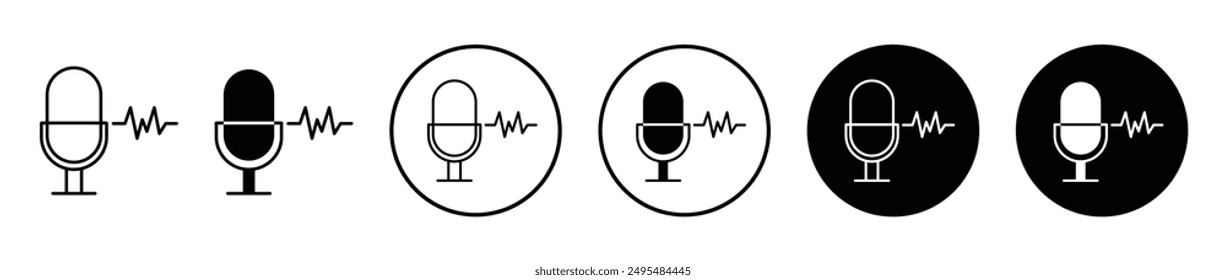 Voice recognition thin line vector icon set.