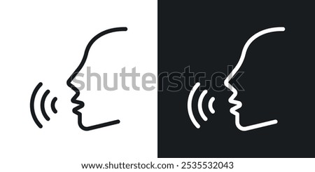 Voice recognition vector icon set in black and white. EPS 10 illustration
