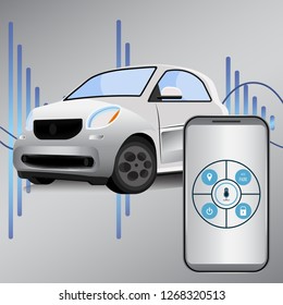 Voice Recognition Vector Illustration. Smart Car