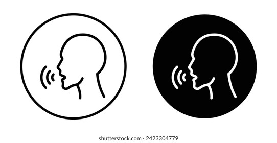Voice recognition vector line icon illustration.