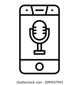 Voice Recognition Vector Outline Icon Isolated On White Background
