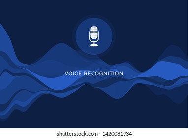 Voice recognition wave sound ai icon. Music microphone voice recognition car or phone.