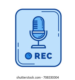 Voice record app vector line icon isolated on white background. Voice record app line icon for infographic, website or app. Blue icon designed on a grid system.