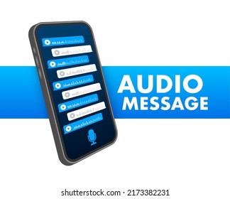 Voice, Record Audio message, speech bubble. Messenger chat screen. Vector stock illustration.