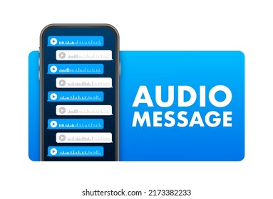 Voice, Record Audio message, speech bubble. Messenger chat screen. Vector stock illustration.