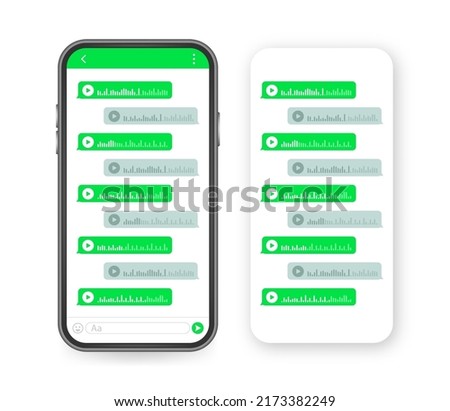 Voice, Record Audio message, speech bubble. Messenger chat screen. Vector stock illustration.