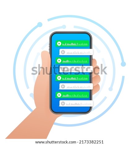 Voice, Record Audio message, speech bubble. Messenger chat screen. Vector stock illustration.