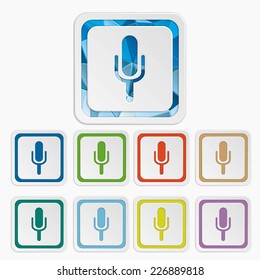 Voice record icons. Microphone symbols. Set colorful buttons. Vector illustration. It can be used for the web sites and mobiles.