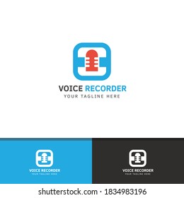 Voice Recorder Application Logo Design Concept with Microphone Symbol in Vector Format