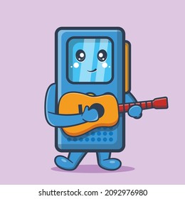 voice recorder character mascot playing guitar isolated cartoon in flat style