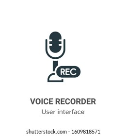 Voice recorder glyph icon vector on white background. Flat vector voice recorder icon symbol sign from modern user interface collection for mobile concept and web apps design.