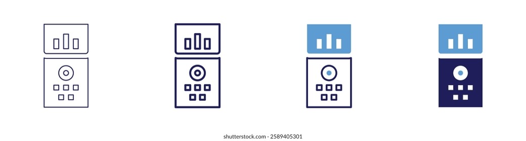 Voice recorder icon in 4 different styles. Thin Line, Line, Bold Line, Duotone. Duotone style. Editable stroke.