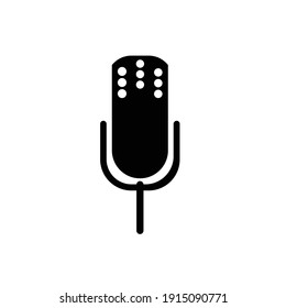 Voice recorder icon flat with vector illustration - silhouette style vector icons