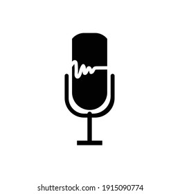 Voice recorder icon flat with vector illustration - silhouette style vector icons