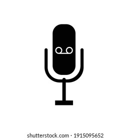 Voice recorder icon flat with vector illustration - silhouette style vector icons