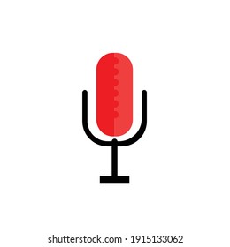 Voice recorder icon flat with vector illustration - silhouette style vector icons