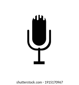 Voice recorder icon flat with vector illustration - silhouette style vector icons